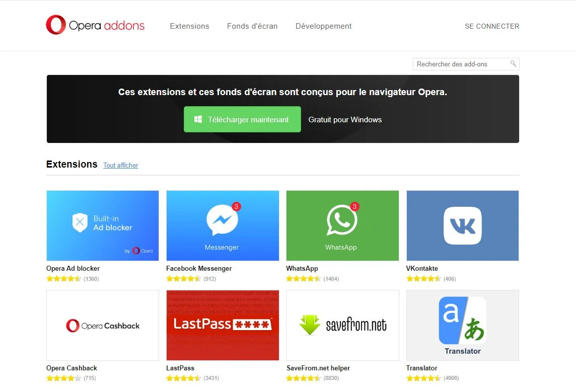 Add-ons Opera