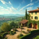 Maison en pierre avec jardin fleuri et vue sur la vallée