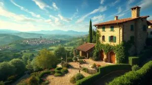 Maison en pierre avec jardin fleuri et vue sur la vallée